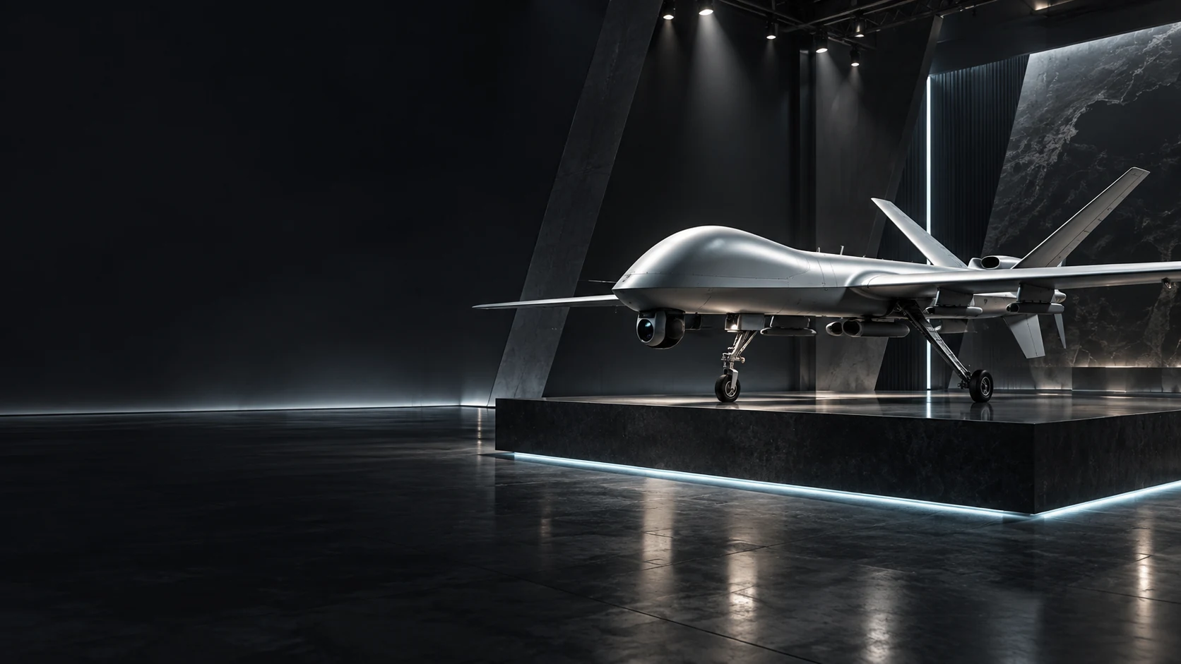 Illustrative military drone exhibition display for LIMA